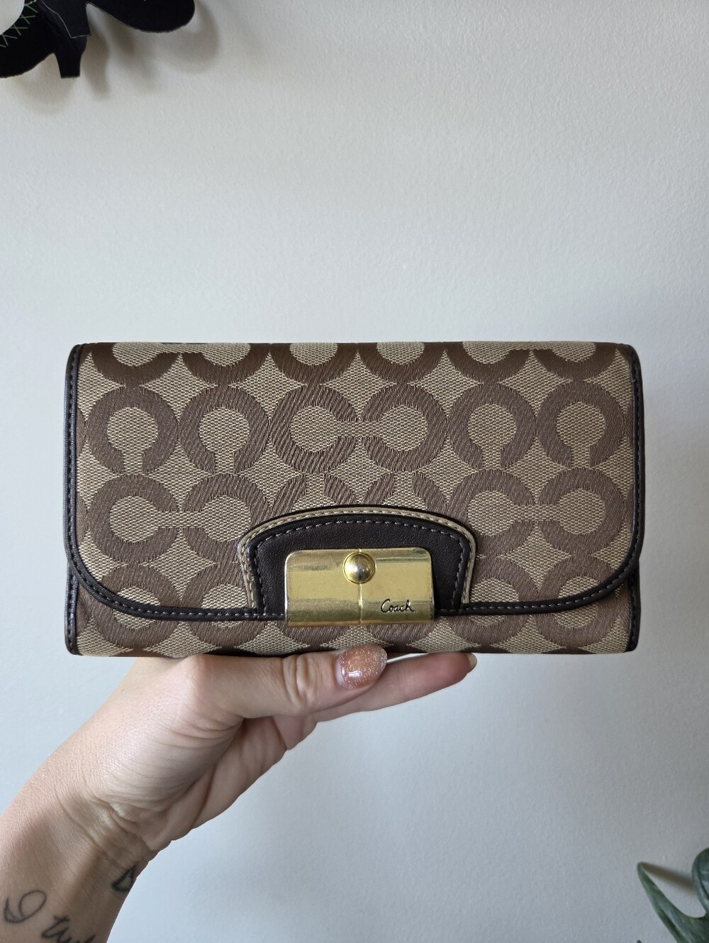 Coach Kristin Signature Slim Envelope Wallet C Jacquard Canvas & Leather